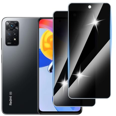 Hirshen 【2 Piezas】 Protector Pantalla Privacidad para Redmi Note 11 Pro,Anti-Espía Vidrio Película,Cristal Vidrio Templado Anti Espía,9H Dureza,Sin Burbujas,Anti-Arañazo,Privacy Screen Protector