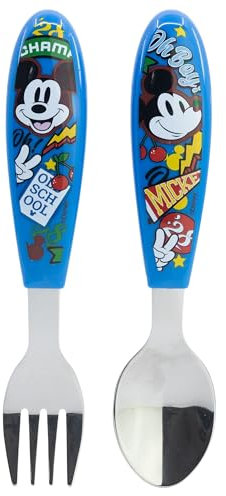 SET DE 2 CUBIERTOS METALICOS (CUCHARA Y TENEDOR) MICKEY TRUE CHAMPIONS