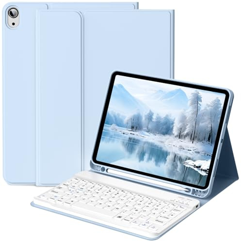 BFGTSJF Tastatur Hülle für iPad (A16 /10.) 2025/2022 QWERTZ Layout, Blau | für iPad A16 11. Generation 11 Zoll 2025 iPad 10. Gen 2022 10,9 Zoll, Magnetisch Abnehmbarer Bluetooth Tastatur QWERTZ Layout