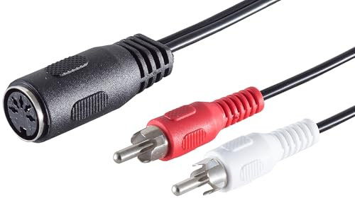 1aTTack.de 5x 0,2m 5 pol DIN Buchse auf 2 Cinchstecker STEREO Hochwertiges Audio Adapterkabel Vergossene Stecker Vernickelte Kontakte Perfekt für HiFi Musikanlagen Studio Equipment