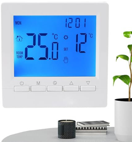 Thermostat de maison - Écran LCD intelligent - Contrôleur de température programmable à piles - Régulateur de température automatique pour le salon, les maisons - Thermostat intelligent pour la maison