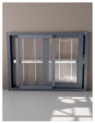 Generisch Ventana corredera de aluminio con cristal y pantalla, mecanismo de bloqueo seguro, ideal para sótanos, baños, garajes y áticos