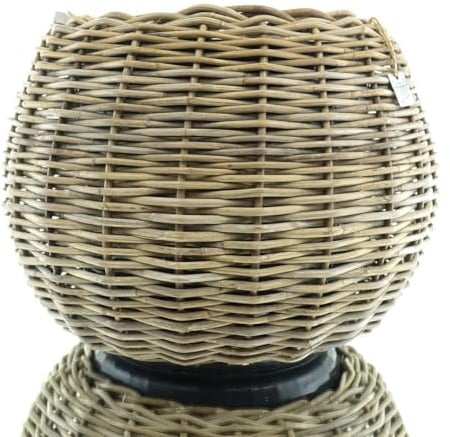 Van der Leeden DRYPOT® Rattan Tina Pflanzkübel Grau Ø 45 cm - Sylter Körbe