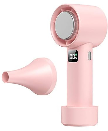 Turbo Handheld Fan, Rechargeable Mini Fan with 100 Speed Settings, Digital Display, Powerful Airflow, Low Noise Personal Cooling Fan for Travel, Office, Gym & Outdoor Use, Pink
