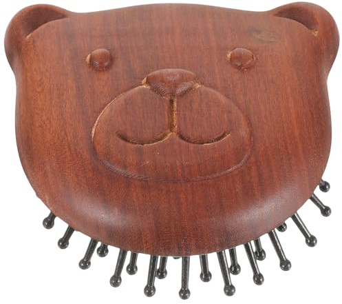 Baluue Multifunktions Holz Kopfhautmassagekamm Klein Tragbar Haarbürste mit Peelingfunktion für Nasses Trockenes Haar Wellness Massagegerät für Frauen Männer