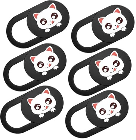 BESPORTBLE 6 Stück Webcam Linsenabdeckung mit Sichtschutz Schwarzes ABS Schieberegler Passend für Laptop und Tablette Katzendesign