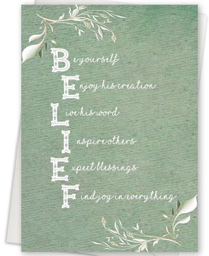 MOROLURU Religious Confirmation Card – Christian Confirmation Congratulations Card, Faith-Based Inspirational Message, Elegant Green Floral Design, Meaningful Gift for Son Daughter Godchild