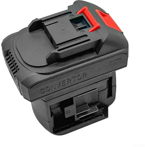 2-in-1 18V Li-Ion Akku Konverter Adapter für Elektrowerkzeuge - Kompatibel mit Bohrmaschinen, Schraubenschlüsseln & Arbeitsscheinwerfern, inklusive USB-Ladeanschluss, Schwarz