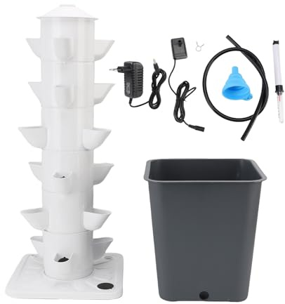 Vertical Hydroponic Growing System 18 Loch Hydroponic Tower Mit 10L Wasserspeicher, Platzsparend, Für Zimmerpflanzen Und Balkone - Effektive Wasserkreislauftechnik, Optimale