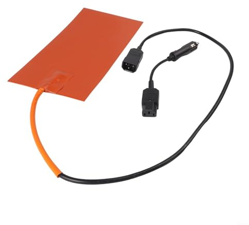 Silikon-Heizmatte 12V 100W mit Thermostat für Lebensmittel-Lieferung, Schnelle Wärmeverteilung bis 250°C, 152x304mm Heizkissen für Pizzas und Warmhaltebeutel, Orange