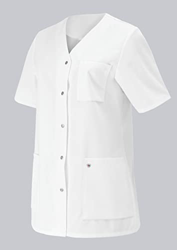 BP 1617-400-21-46n Damen-Kasack, 1/2 Hülse, V-Ausschnitt mit Druckknopfband, 215,00 g/m² Stoffmischung, weiß, 46n