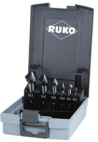 RUKO Kegelsenkersatz DIN335 C 90Grad 6,3-20,5mm HSS TiAlN Z.3 6tlg.Ku.-Kassette