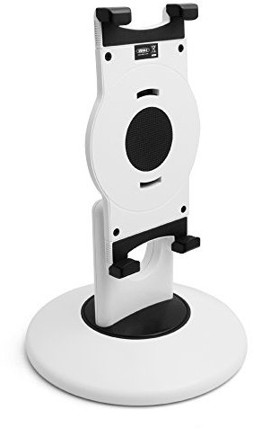 System-S Universal Schreibtisch Halterung Halter Desktop Ständer Neigungsverstellbar 360° Rotation für Tablet PC eBook Reader 17 cm - 19,5 cm Weiß