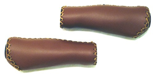 CBK-MS Fahrradgriffe echt Leder braun ergonomisch geformte Lenkergriffe lang/lang 135 / 135mm für Fahrrad