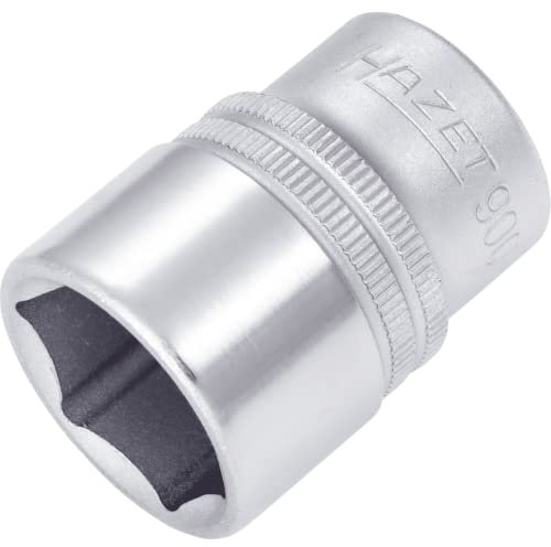 HAZET Steckschlüsseleinsatz 900-22 I 12,5 mm Vierkantantrieb, 22 mm Schlüsselweite, mit Rändelung I Steck-Nuss mit verchromter und polierter Oberfläche für Handbetätigung