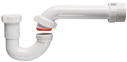 Keeney 400PVCK PVC P-Trap Pipe Kit with Reducing Washer and Adapter, White, 1-1/2-Inch or 1-1/4-Inch x 1-1/2-Inch