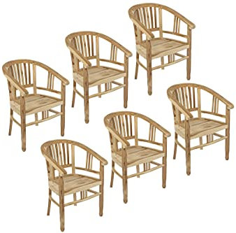 SAM 6er Set Teak-Holz Massiv Gartensessel Moreno, Stuhl mit Armlehnen, für Balkon, Terrasse, Braun