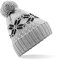 Beechfield Wintermütze Schneeflocken „Fair Isle“, Unisex Gr. Einheitsgröße, Hellgrau / Schwarz / Off-White