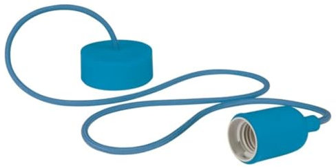 Vellight Suspension en silicone avec cordon textile, 100 cm, réglable en hauteur, E27, bleu