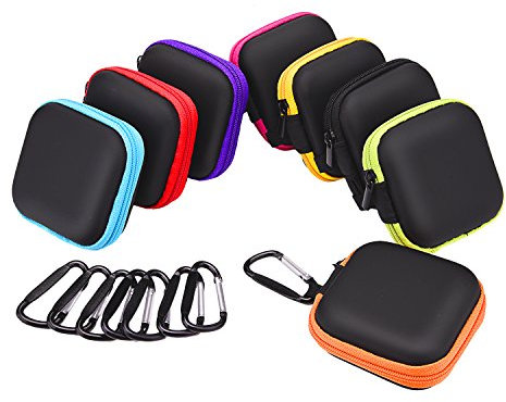 Sunmns 8 Stück In-Ear-Kopfhörer Kopfhörer Tasche Mini Aufbewahrungstasche mit Karabiner