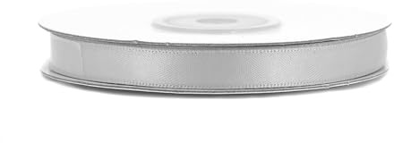 Doppelseitiges Satinband 10mm x 20m Rolle - FARBAUSWAHL in 6/10/25/38mm - farbecht & waschbar - Schleifenband für Hochzeit - Geschenkband zum Verpacken Dekorieren Basteln - Silber/Grau 012H