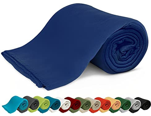 KiGATEX Polar-Fleecedecke – 130 x 160 cm – Oeko-TEX Standard 100 Zertifiziert – Kuschelige Fleece-Decke für innen & außen – Pflegeleicht als Sofa-, Sommer-, Hunde- oder Tagesdecke – Marine