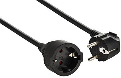 Electro DH - Cordon d'alimentation Schuko (1 mètre, noir) - 3500 W - 16 A - 250 V - Mâle à femelle - Compatible avec les appareils utilisant une prise Schuko