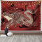 ABAKUHAUS orientalisch Wandteppich, Japanische Drachen Doodle aus Weiches Mikrofaser Stoff Waschbar ohne Verblassen Digitaldruck, 150 x 110 cm, Rot Beige
