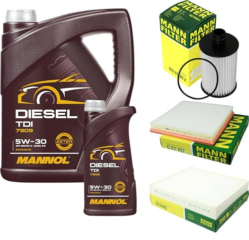 Filter Set Inspektionspaket 6 Liter MANNOL Motoröl Diesel TDI 5W-30 API SN/CF MANN-FILTER Luftfilter Innenraumfilter Ölfilter