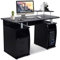 GOPLUS Mesa informática para Ordenador con Tableta Impresora, Mesa de Ordenador con Muchos Compartimentos y Bandeja con Teclado Deslizante 120 x 55 x 85 cm