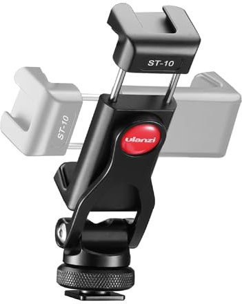 ULANZI ST-10 Metall Handyhalterung Handy Stativ Adapter Zubehör Tripod Selfie Stick Smartphone Halterung mit 2 Cold Shoe 360º Rotation 1/4-Schraubanschlus Z-Achsen für iPhone Android Digitalkamera