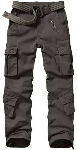 Jessie Kidden Pantalon cargo de combat pour femme Camouflage Armée militaire Pantalon de travail tactique, gris, 42
