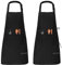 MOLENKY Delantal de Cocina Impermeable(2 Piezas), con Tira de Cuello Ajustable y 2 Bolsillos, Delantal Chefs Cocina para Cocinar/Hornear (Negro)