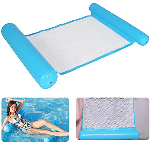 ZoneYan Aufblasbare Hängematte, Wasserhängematte mit Netz, Schwimmmatratze Erwachsene, Aufblasbares Schwimmbett, Luftmatratze Pool Hängematte, Pool Luftmatratze mit Netz, Schwimmende Hängematte