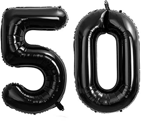 40 Zoll 2 Luftballons Zahle 50. Schwarz Geburtstag XXL 100cm Riesen Folienballon Zahlenballon 50 Schwarz Nummer Folienballon 50 Ballon Zahl 50 Heliumballon Luftballon 50 für Geburtstag Party Deko(50)