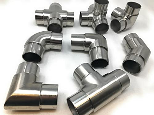 Edelstahl Steckfitting Rohrverbinder Rohrbogen Flansch Verbinder Geländer A2 (Ecke mit 1 Abgang, 33,7)