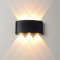 Damastoreitalia Universo Applique led da esterno ip65 lampada a parete moderno16w doppia luce (Nero - Luce calda 3000K)