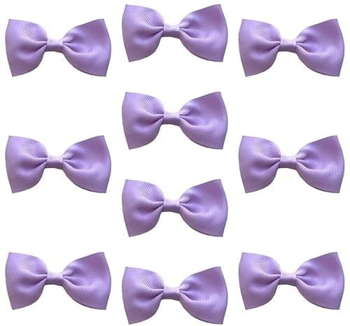 Lilac Hair Bows Clips Slides Grips 2.7 inch Soft Ribbon Small Straight School Hairbows for Girls 10pcs