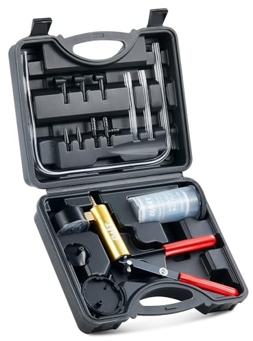 Orion Motor Tech Brake Bleeder Kit with Hand Pump and Pressure Gauge, Hand Vacuum Pump with Brake Bleeder Bottle Adapters Case & Gloves for One Person Brake Fluid Power Steering Fluid Bleeding