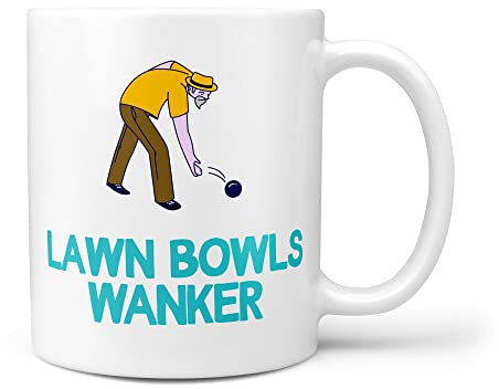 TeHe Gifts Funny Gift for Lawn Bowls Wanker Present Gifts Mug for Him Her
