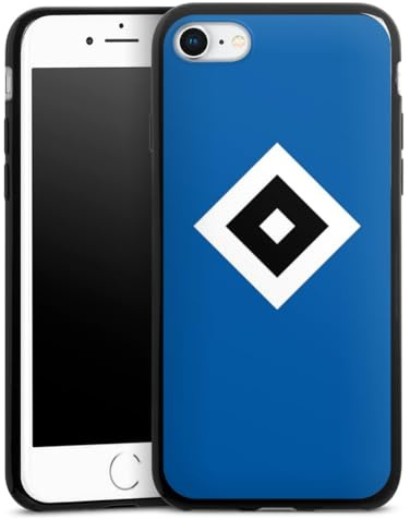 Slim Case extra dünn kompatibel mit Apple iPhone SE (2022) Silikon Handyhülle schwarz Hülle HSV Logo Hamburger SV