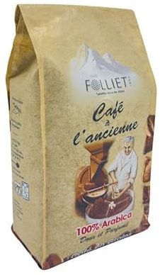 CAFÉS FOLLIET - Café En Grains - À L'Ancienne - Torréfaction traditionnelle - Maître torréfacteur - Intensité 8/10-100% Arabica - Café vert - Amérique Centrale, Afrique & Asie - 500 g