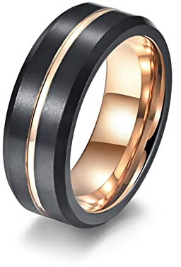 BCughia Wolfram Ring Tungsten, Trauringe Rosegold Zweifarbig Herrschsüchtig Ehering Männer Größe 54(17.2)