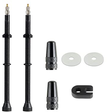 1-Paar Tubeless Value Stems Premium No Leak Tubeless Presta Ventil Stems Kits Mit Integriertem Value Core, Schutzringen Und Ventil Stem Caps Fit Die Meisten Fahrrad Tubeless Felgen (Schwarz,100MM)