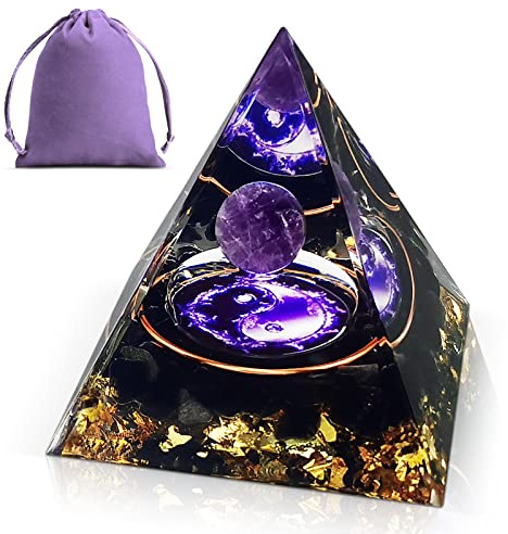 Obidodi Crystal Pyramid, Moonstone Crystal Ogan Chakra Energy Tower, Positive Energy Generator, Nature Reiki Chakra Crushed Stone Jewelry for Healing Meditation Chakra Balance (Amethyst)