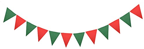 Wimpelkette aus Stoff, dreieckige Flagge, Banner, Party-Wimpelkette, Banner für den Außenbereich, Außenflagge, Wimpel, Wimpelkette, Flagge, Girlande, Rot und Grün