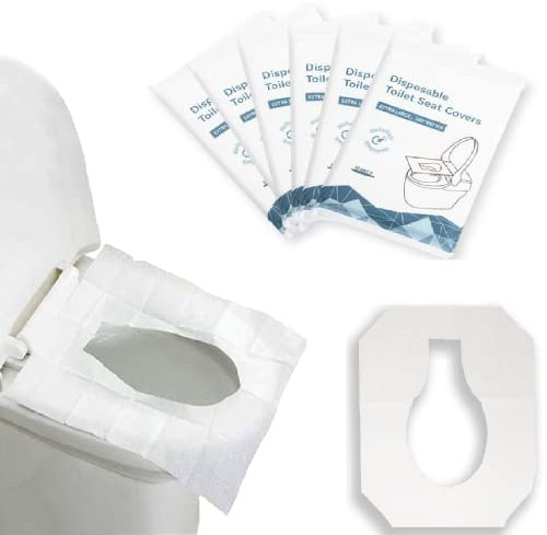 YQBFTC 60 Stück Einweg Toilettensitzbezug,Toilettenauflage Einweg,Spülbare Toilette Auflage Toilettensitzbezüge Toilettenschutz Toilettenauflage WC Sitzauflage für Reisen,Büro,öffentlichen Toiletten