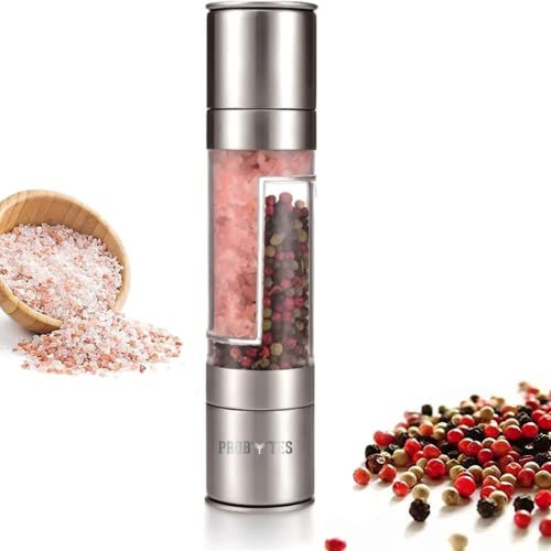 Duo Mill Salt & Pepper Grinder,2-in-1 Salt & Pepper Mill with Striking Design for consistent Grinds & Adjustable from coarse to fine. Ideal for Every Kitchen, Dining Table, Event, Easy to Operate