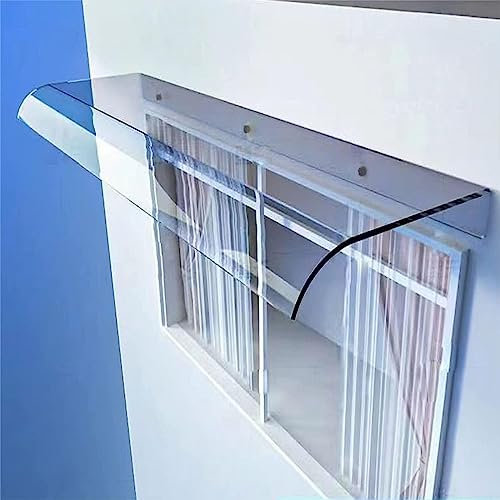 auvent marquise porte d'entree moderne, auvent fenetre extérieur, anti-UV Auvent Marquise Polycarbonate, Auvent de Porte Arrière transparent Voûté, Auvent de Véranda coupe-vent,40x240cm/16''x94''