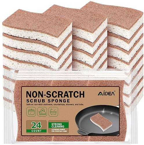 AIDEA Esponjas naturales, 24 unidades, esponjas de celulosa para platos, esponja de limpieza